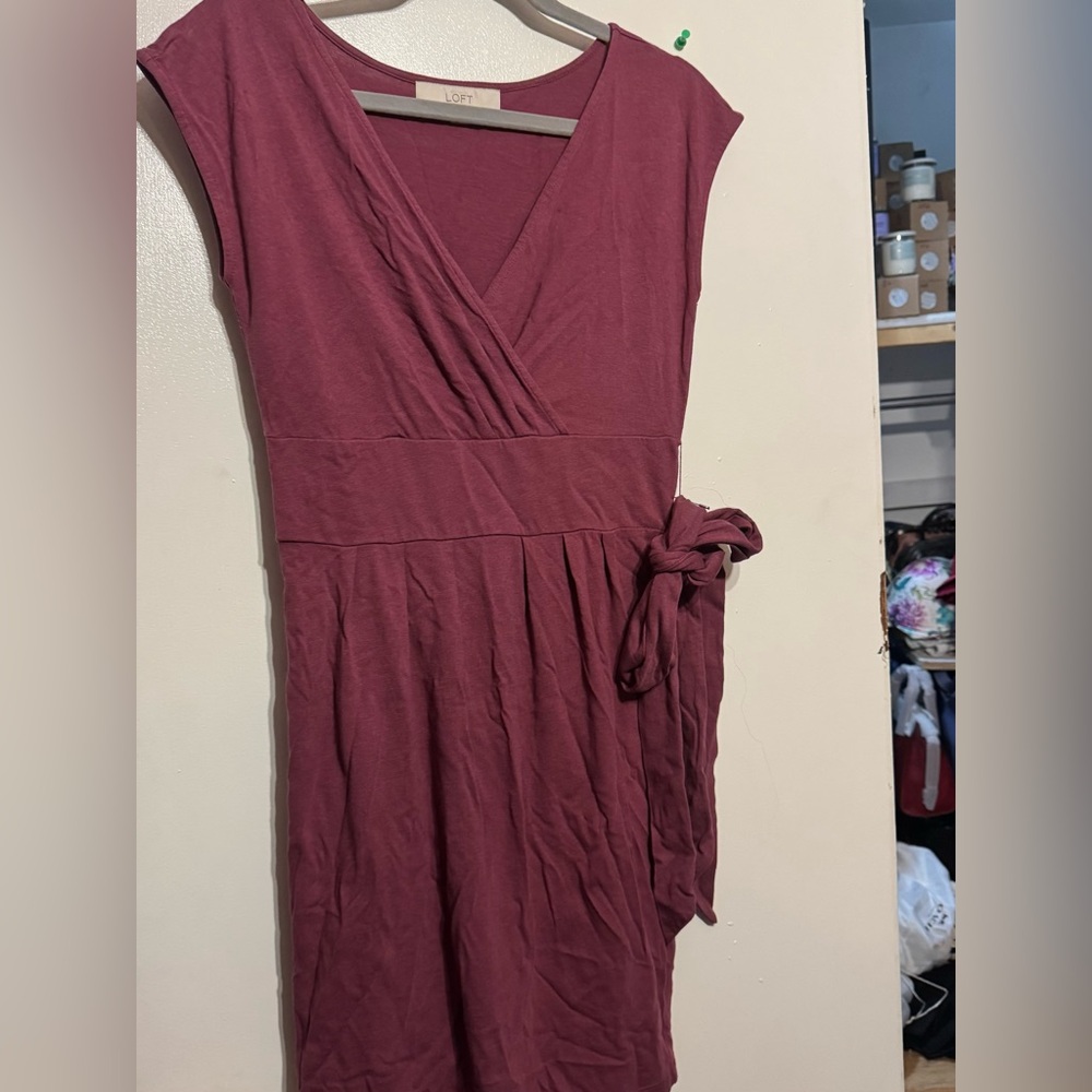 LOFT Women's Dusty Rose Mini Wrap Dress